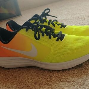 Neon yellow and orange Nike's